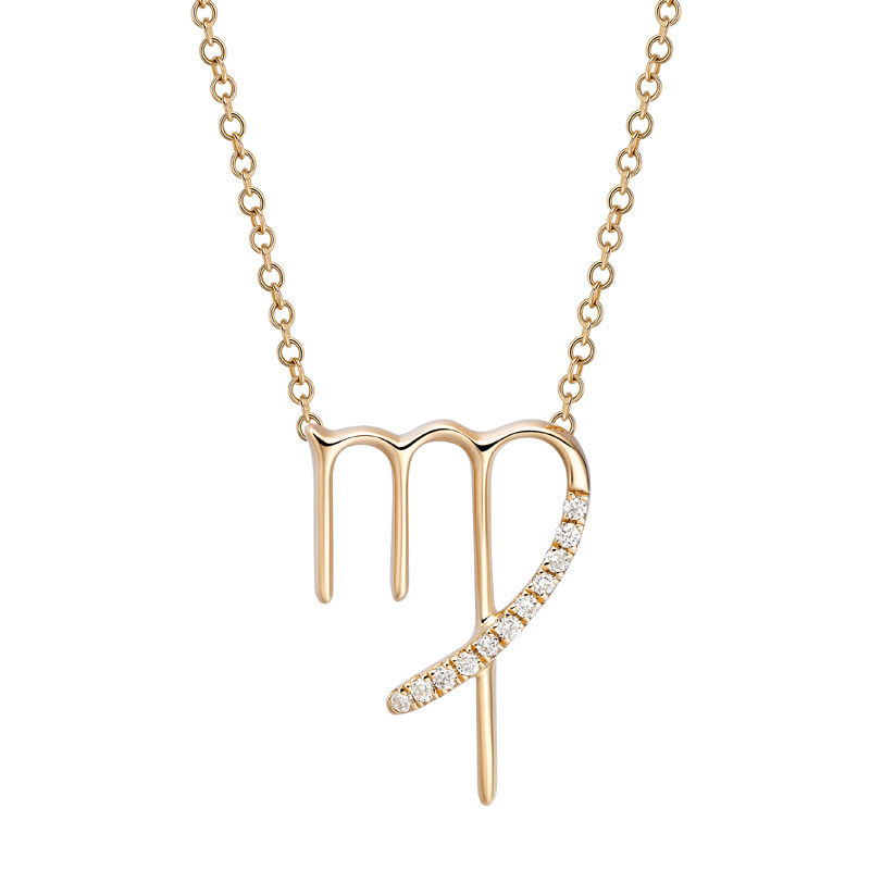 hefang处女座18k金钻石女高档吊坠 HEFANG Jewelry颈饰