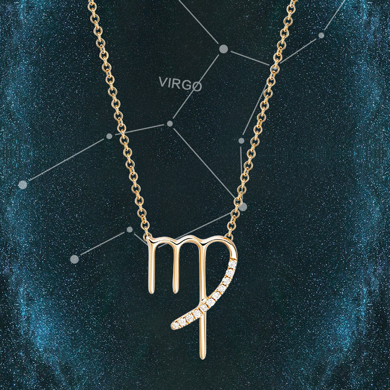 hefang处女座18k金钻石女高档吊坠 HEFANG Jewelry颈饰
