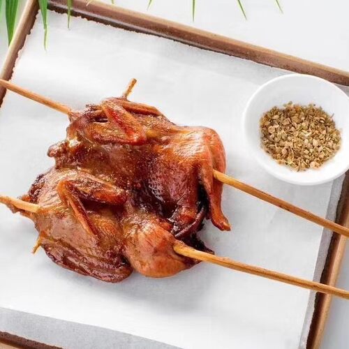 越汇红面鹌鹑烧烤串整箱10包/50串 户外烧烤BBQ油炸腌制调理食材 - 图0