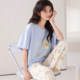 Yalu pajamas ສໍາລັບແມ່ຍິງທີ່ມີ pads ເຕົ້ານົມ 2026 ລະດູຮ້ອນໃຫມ່ trousers ຝ້າຍບໍລິສຸດບາງໆສັ້ນສາມາດນຸ່ງໃສ່ນອກເຮືອນຊຸດ