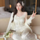 Yalu ice and snow silk suspender pajamas for women 2026 new summer thin style high-end national style home service three-piece suit