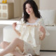 Yalu pure cotton pajamas women's summer short-sleeved disconnect shorts 2026 new style with chest pad sweet home wear summer