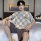 Yalu men's pajamas summer ຝ້າຍບໍລິສຸດສັ້ນເສອແຂນສັ້ນ 2026 ໃຫມ່ໄວຫນຸ່ມ summer ຊຸດຜ້າຝ້າຍເຮືອນ.