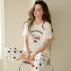 Yalu pajamas ແມ່ຍິງຝ້າຍບໍລິສຸດ summer ບາງໆສັ້ນເສອແຂນສັ້ນສາມໄຕມາດ 2026 ຮູບແບບໃຫມ່ສາມາດໃສ່ນອກເຮືອນຊຸດເຄື່ອງນຸ່ງຫົ່ມ