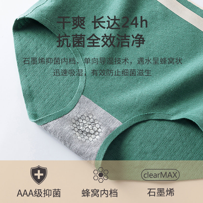 南极人女士纯棉高腰收腹简约中腰裤 南极人明淘内裤