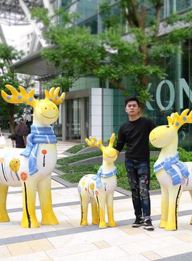 动物麋鹿户外婚庆美陈园林景观