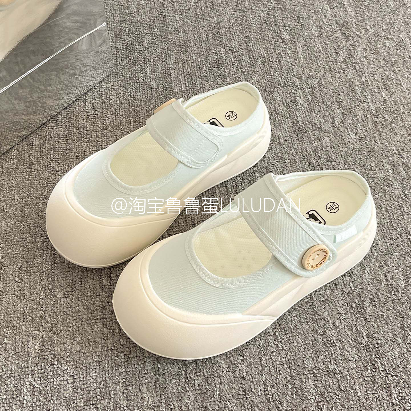 鲁鲁蛋百搭小白鞋厚底运动凉鞋女夏季2025新款透气一脚蹬休闲板鞋,淘宝优惠券,粉丝福利购,淘宝优惠卷