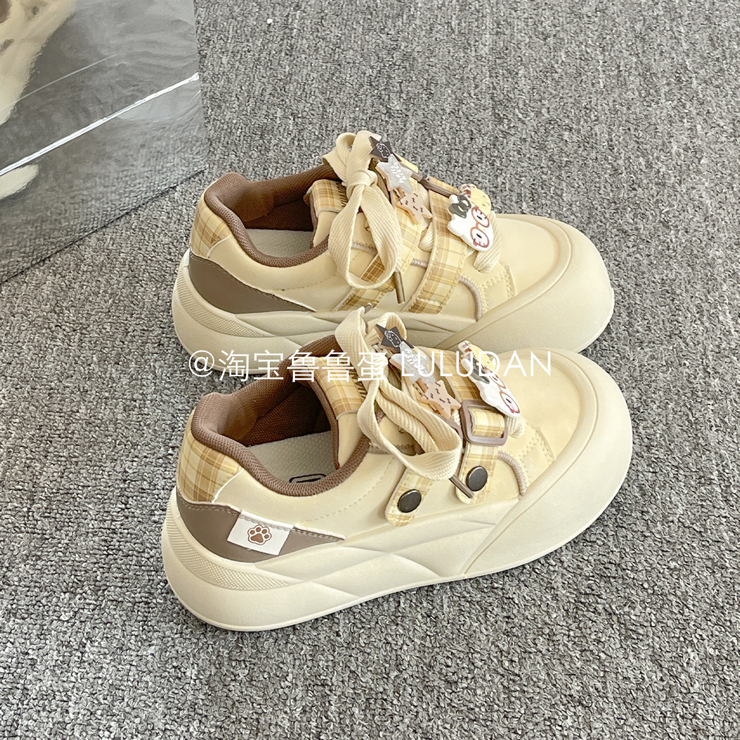 鲁鲁蛋厚底小白鞋女款2025新款春秋休闲板鞋子女鞋百搭小众面包鞋,淘宝优惠券,粉丝福利购,淘宝优惠卷