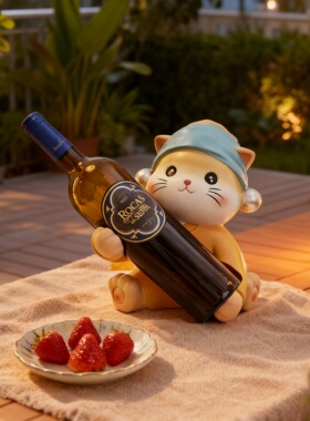 可爱猫咪造型红酒架桌面摆件