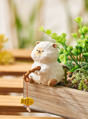 办公室工位解压神器钓鱼摆件