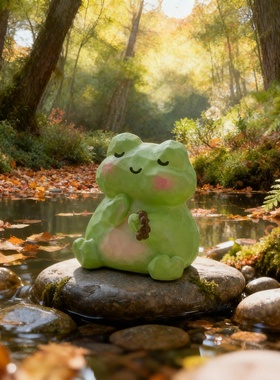 新中式绿色陶瓷青蛙桌面摆件