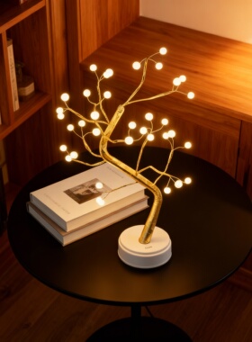 LED金色树枝台灯DIY创意摆件
