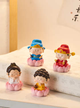 财神爷小摆件办公室工位桌面装饰品治愈情绪招财玄学车载车内摆设