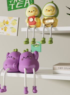 可爱卡通风茄子吊脚娃娃摆件客厅