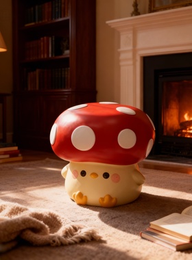 卡通蘑菇造型红色圆点坐凳摆件