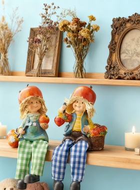 田园丰收南瓜帽女孩装饰摆件