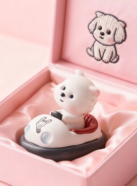 可爱小熊陶瓷碰碰车桌面摆件