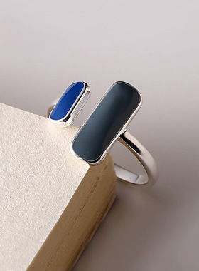 几何双色开口银戒指女ins冷淡风