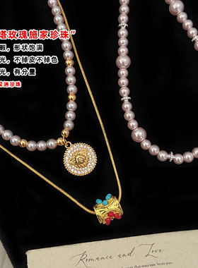 曼塔玫瑰施家珍珠铜镀真金项链女
