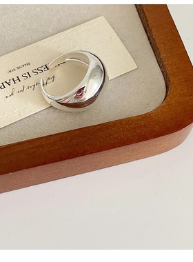 韩版简约几何椭圆银戒指时尚个性