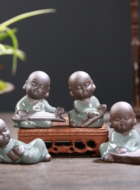 花宠盆景配件鱼缸造景茶宠佛像小如来摆件跨境小和尚车载汽车饰品