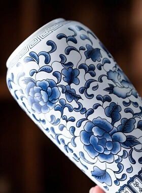 珐琅彩新中式陶瓷花瓶客厅插花高级感摆件轻奢干花鲜花插水培养花