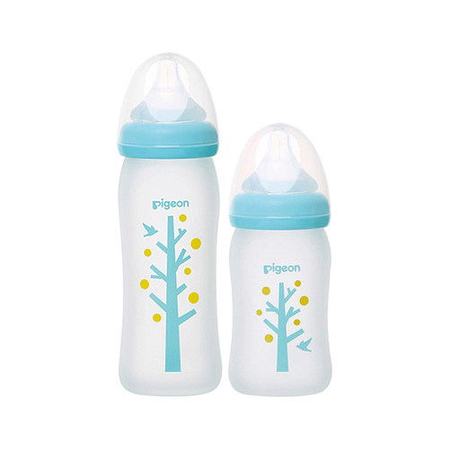 贝亲硅胶奶瓶磨砂防飞溅玻璃宽口径新生儿婴儿宝宝奶瓶160ml官旗-图1
