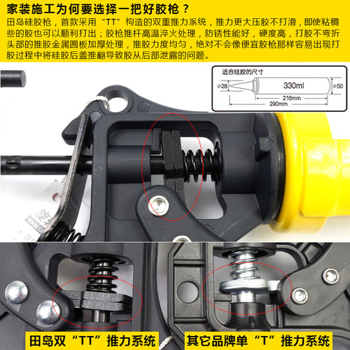 日本TAJIMA田岛胶枪玻璃胶枪压胶枪手动省力打胶枪玻璃胶工具通用 - 图1