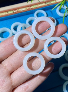 天然和田玉羊脂白玉戒圈戒指玉石扳指圈口齐全一物一证送礼佳品