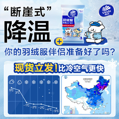 维达线条小狗羽绒服免洗清洁湿巾衣物强力去渍湿巾纸便携2元包邮 - 图0
