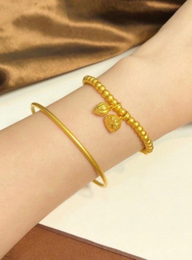 黄金两世欢手链女款999足金莲蓬