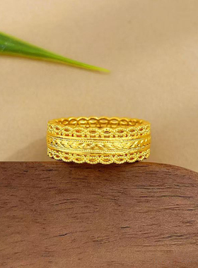 5D黄金腰缠万贯戒指女999足金大气小克重指环纯金食指戒送礼正品