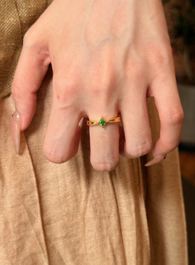 5D黄金方钻戒指女999足金ins风点钻镶嵌指环纯金食指戒送女友礼物