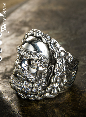 原创银饰达摩祖师爷戒指个性复古