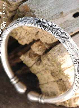 莲花民族风送长辈银手镯