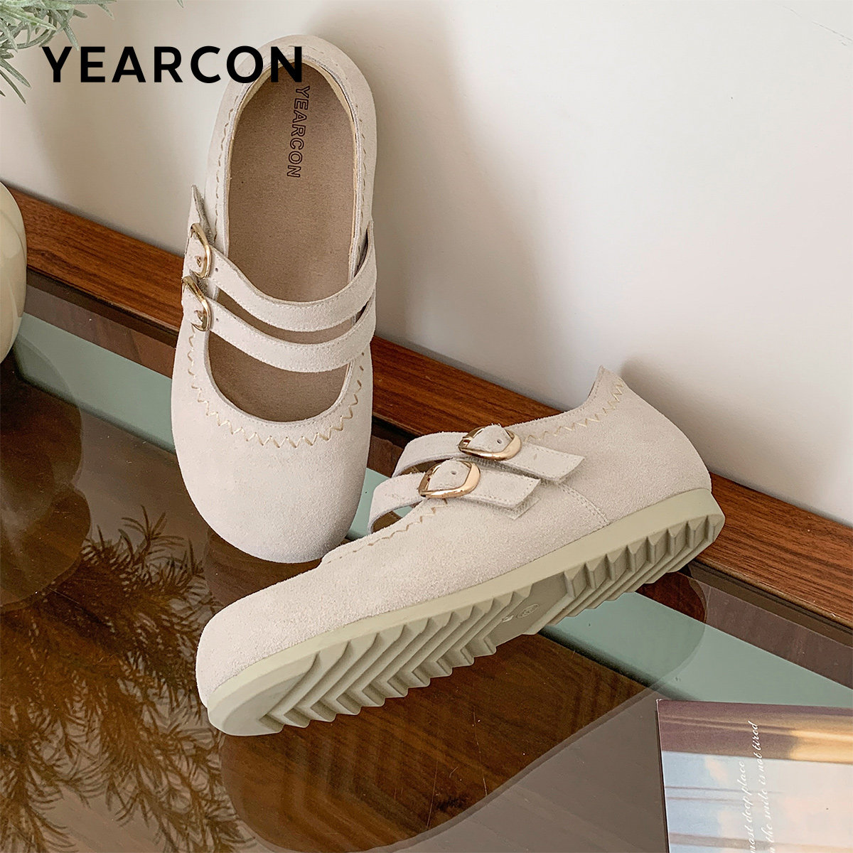 意尔康女鞋2026春秋新款休闲勃肯鞋女复古圆头平底软底百搭单鞋,淘宝优惠券,粉丝福利购,淘宝优惠卷