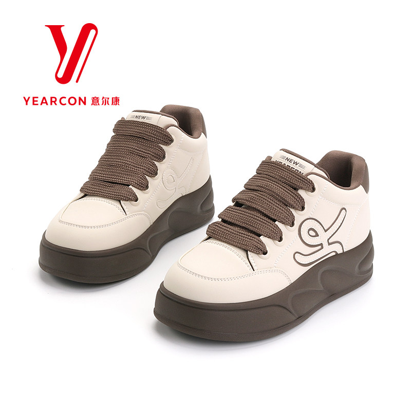 意尔康女鞋2025新冬季款厚底休闲板鞋百搭厚底增高运动鞋面包鞋,淘宝优惠券,粉丝福利购,淘宝优惠卷