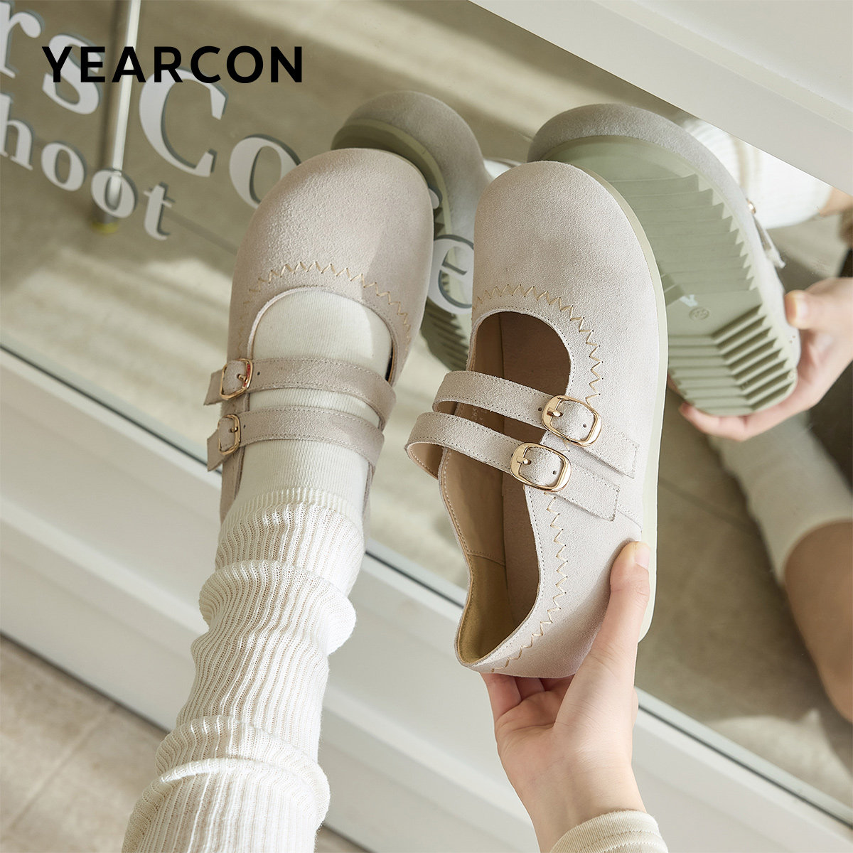 意尔康女鞋2026春秋新款休闲勃肯鞋女复古圆头平底软底百搭单鞋,淘宝优惠券,粉丝福利购,淘宝优惠卷