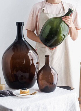 现代感新款吊钟透明玻璃花瓶马醉木大肚水培北欧客厅落地摆件