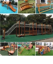 Climbing frame kindergarten anti-corrosion wooden swing bridge childrens solid wood feeling integrated training outdoor large combination slide toy