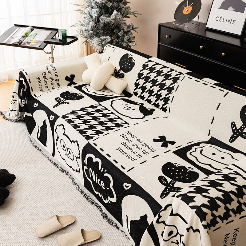北欧风格几何沙发盖布四季通用防滑防猫抓防尘沙发垫套罩全盖巾