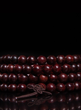 包邮 天然血檀木108颗手串高密顺纹小叶紫檀金星男女款佛珠手链