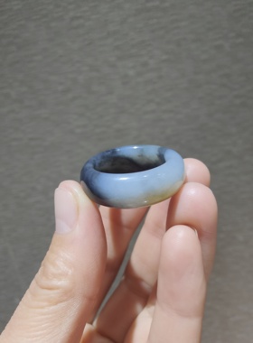 新疆和田玉青花籽料扳指飘墨扳指青花指环20内径