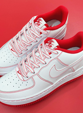 AJ1AF1空军一号鞋带红白缝线波浪