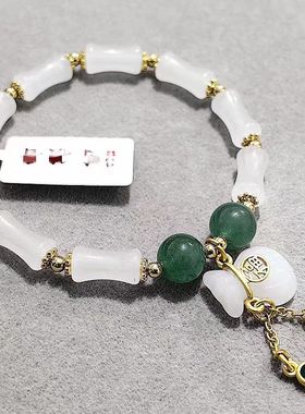 杭州香积代请香灰瓷手链琉璃手串竹节白玉节节高福袋转yun珠手链