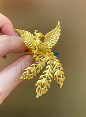 黄金5D超大气凤戒指 足金999凤凰对戒结婚订婚送女友生日礼物情侣