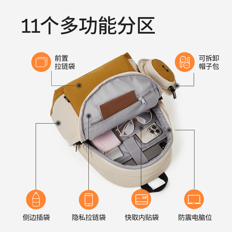 阿季大容量双肩包女2025新款户外旅行小型背包轻便大学生电脑书包