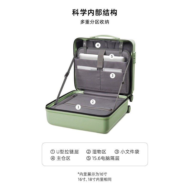 原创专利新款高颜值女16寸拉杆箱子 aji箱包旅行箱