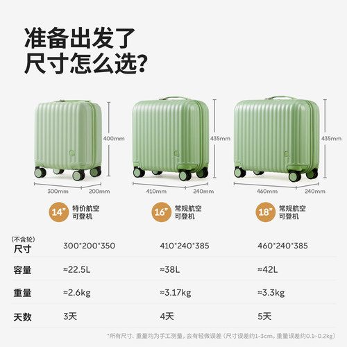 阿季16寸小号行李箱女18寸小型轻便登机箱子14儿童拉杆旅行箱20寸 - 图3