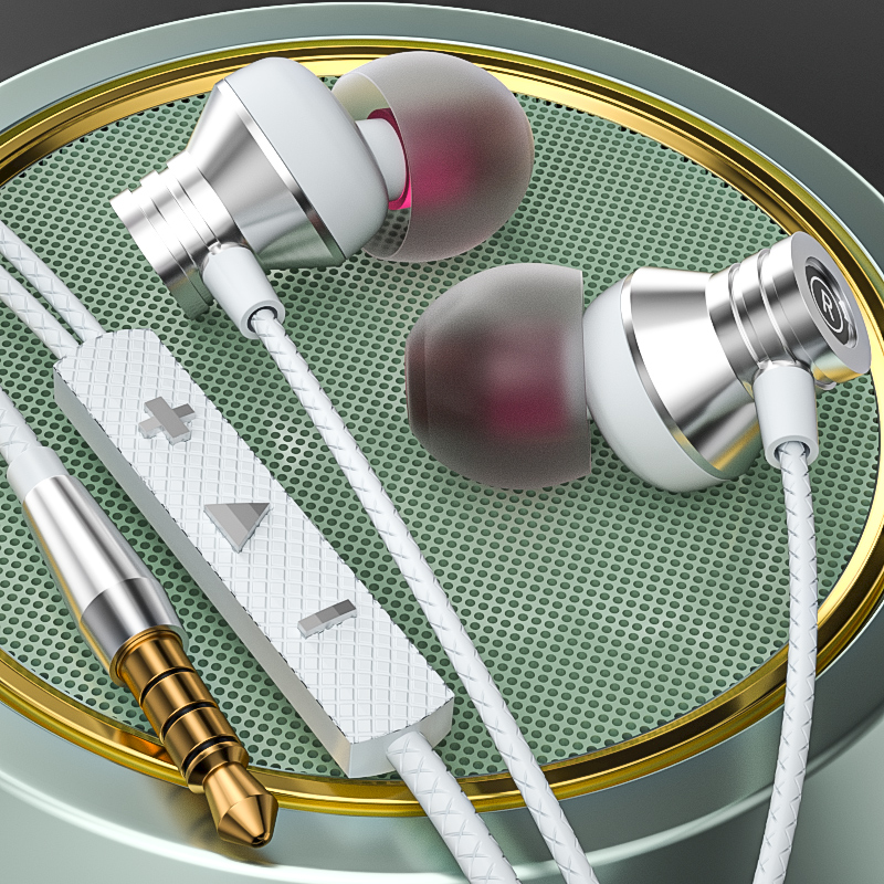 重低音手机耳机线圆孔扁头typec有线入耳式适用华为oppo小米vivo - 图0